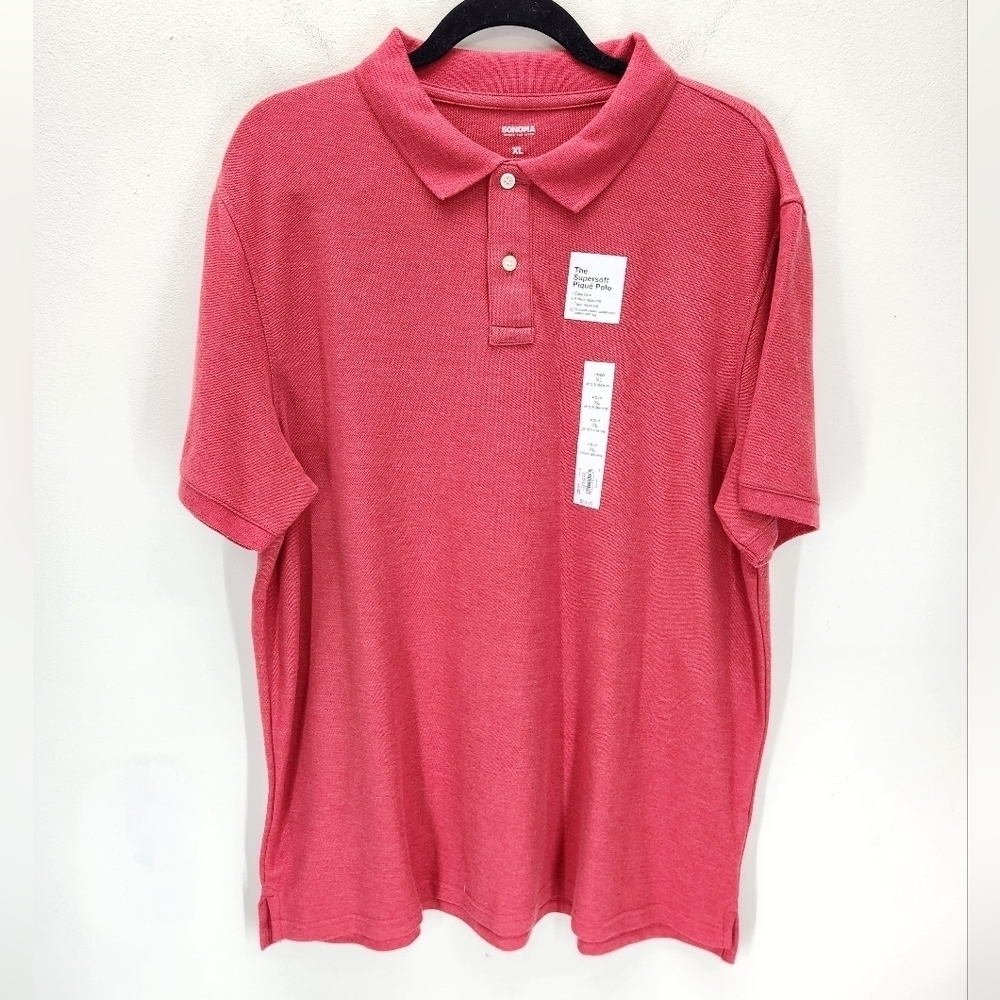 Sonoma Short Sleeve Polo Shirt Mens XL Burnt Red The Supersoft Pique Polo
